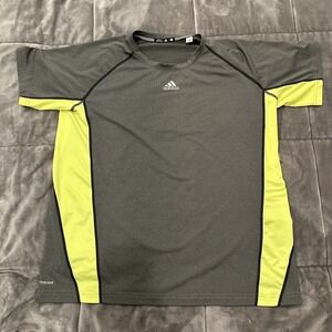 Adidas‎ Shirt Mens Large Shirt Gray Neon Climacool Soccer Gym Outdoor Adult
